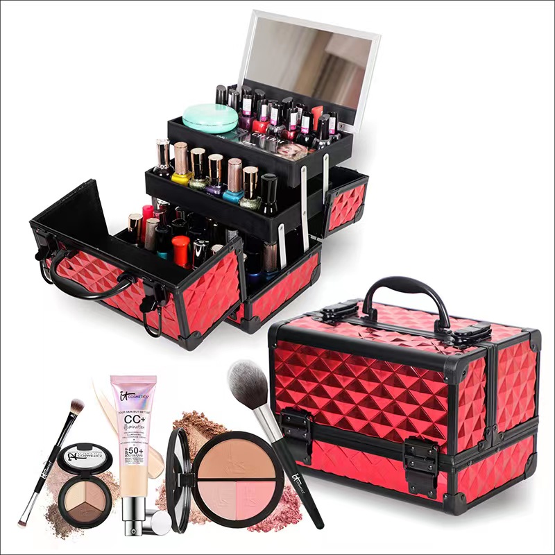 Aluminum makeup case with mirror