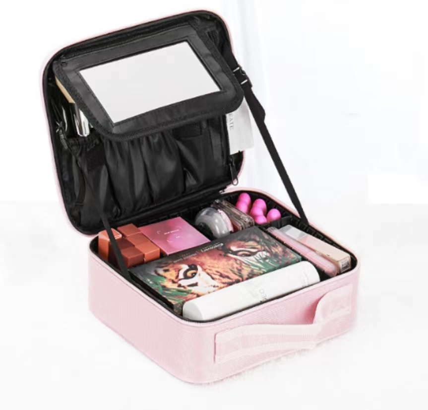 Makeup bag with mirror